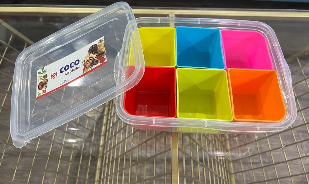 Sweety Portion Box, Six Cell Spice Organizer, Transparent Plastic Storage Box, Multi Compartment Adjustable Container, Multipurpose Storage Box Sweety Portion Box, Six Cell Spice Organizer, Transparent Plastic Storage Box, Multi Compartment Adjustable Container, Multipurpose Storage Box
